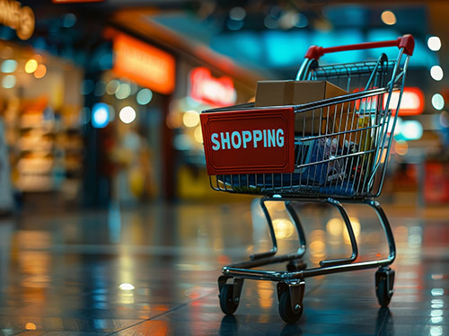 comsim win back abandoned carts with retrieval strategies - image of a shiny shopping cart with purchases in it representing an optimised checkout process